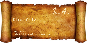 Kiss Aliz névjegykártya